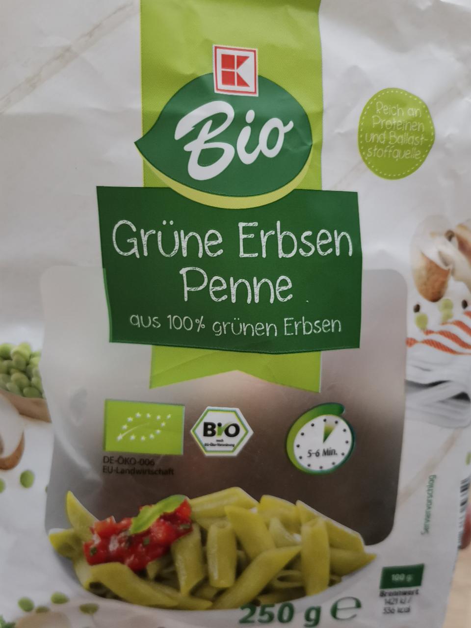 Fotografie - Grüne erbsen penne K-Bio