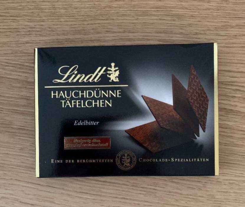 Fotografie - Lindt Hauchdünne Täfelchen Edelbitter