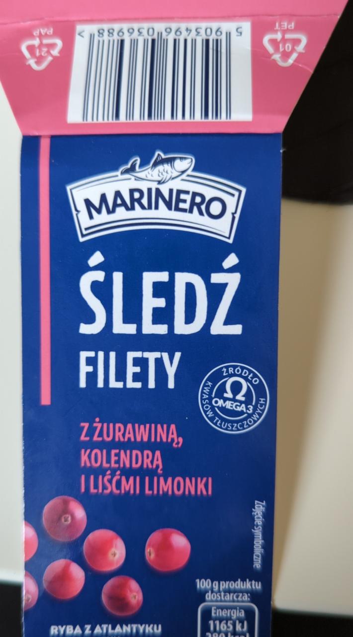 Fotografie - sledz filety z zurawina, kolendra i liscimi limonki Marinero