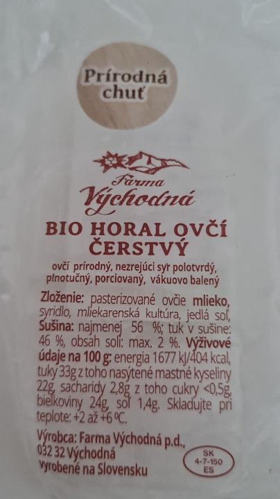 Fotografie - Syr Bio horal ovčí čerstvý Farma Východná