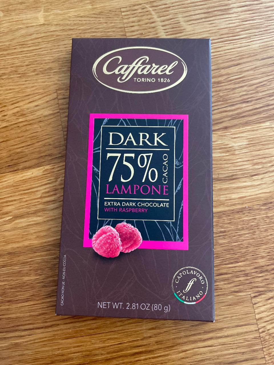 Fotografie - Caffarel 75% Extra Dark Chocolate wirh Raspberry