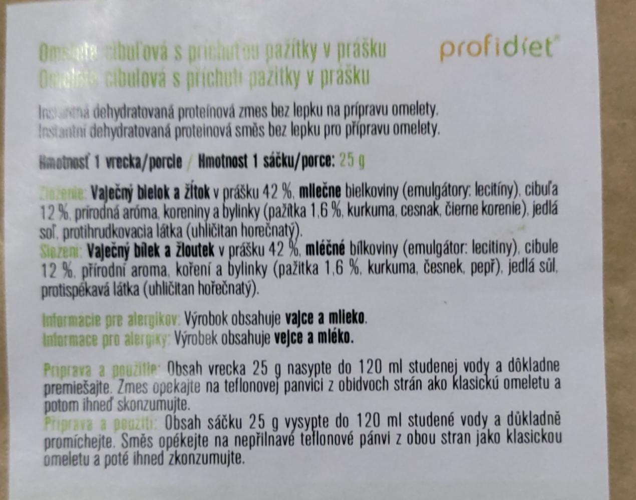 Fotografie - Omeleta cibuľová s príchuťou pažítky v prášku Profidiet