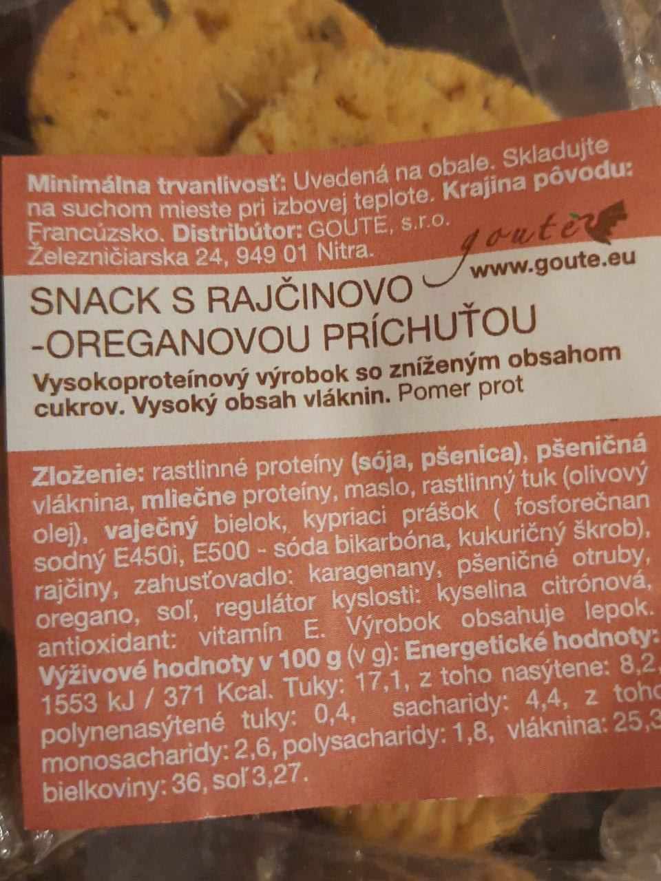 Fotografie - snack s rajčinovo oreganovou príchuťou goute