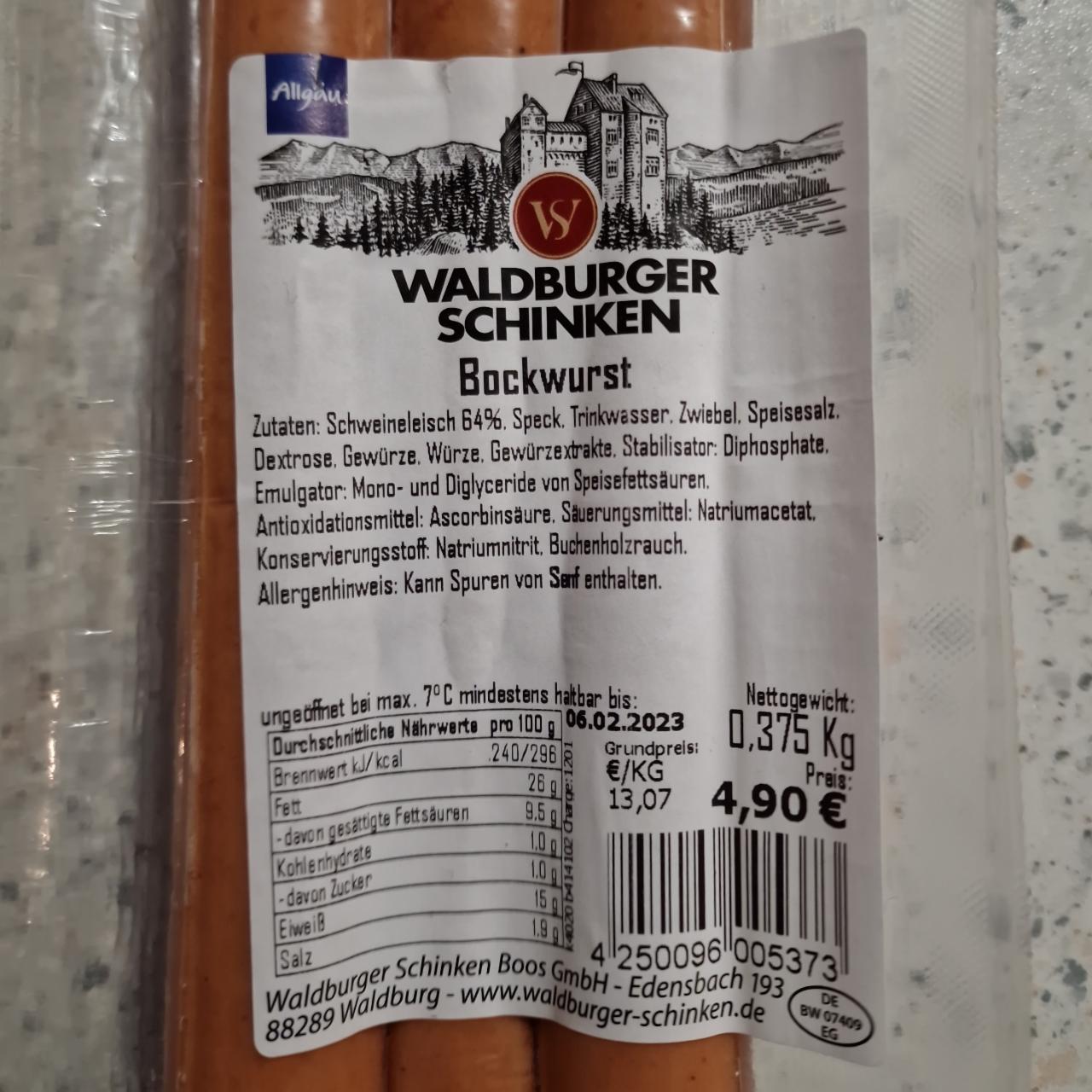 Fotografie - Bockwurst Waldburger Schinken