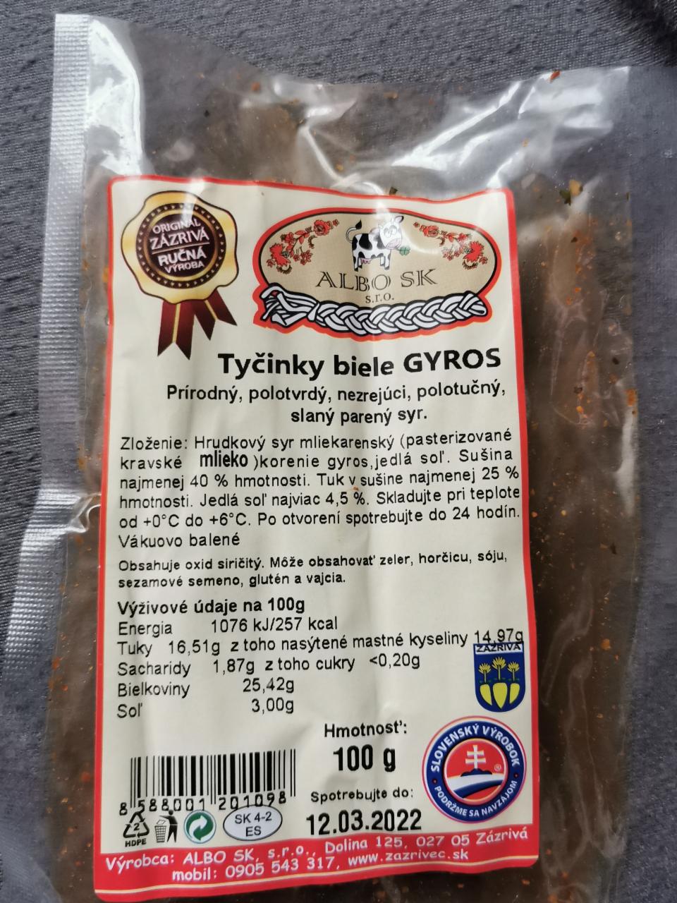 Fotografie - Tyčinky biele GYROS