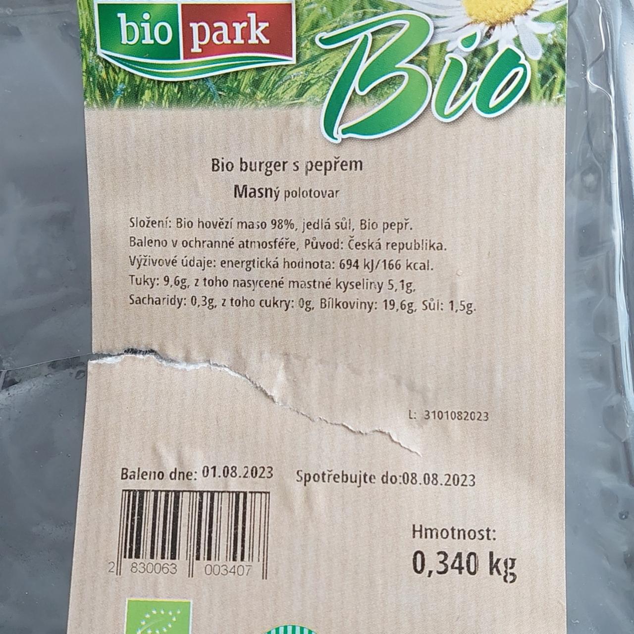 Fotografie - BIO Hovězí burger s pepřem Biopark