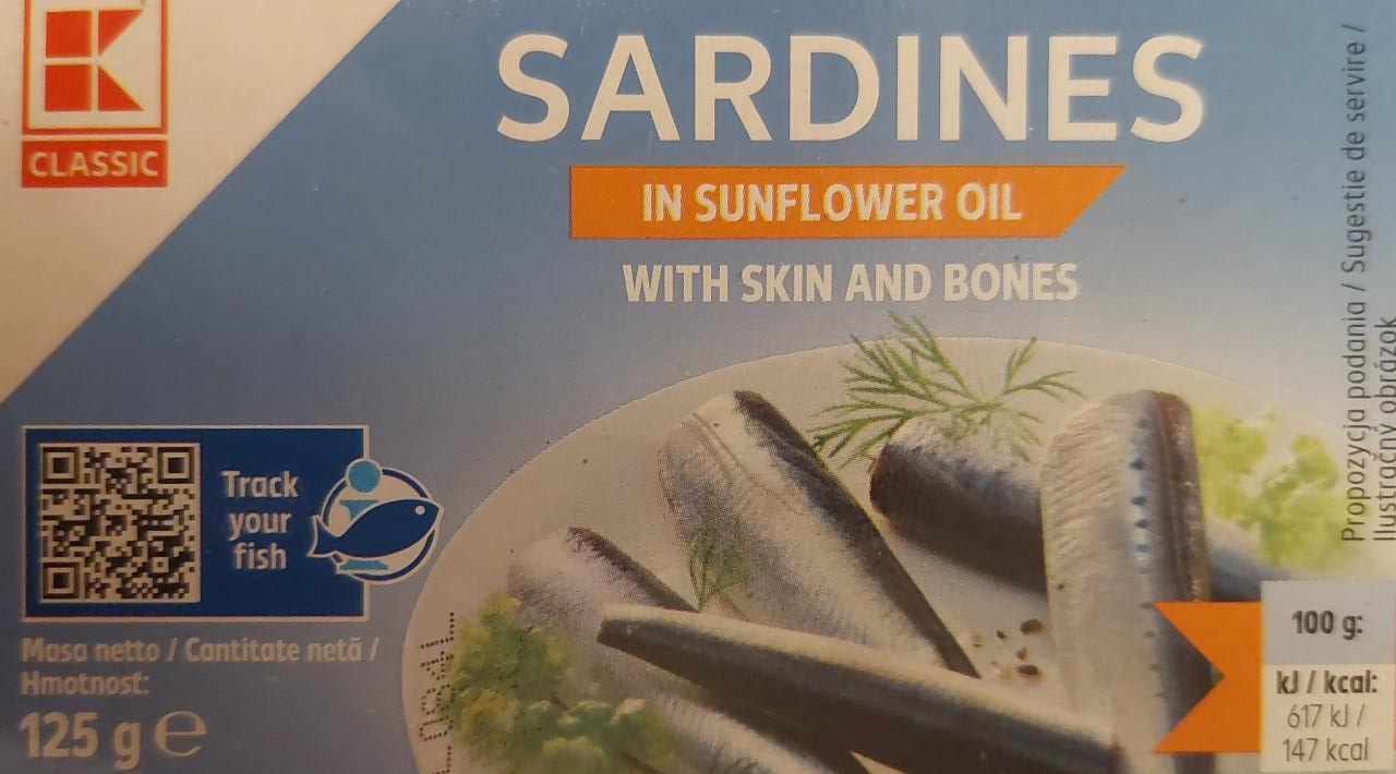 Fotografie - Sardines in Sunflower oil K-Classic