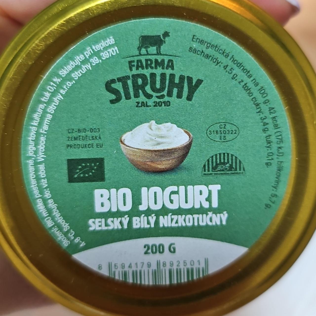 Fotografie - Bio Jogurt selský bílý nízkotučný Farma Struhy