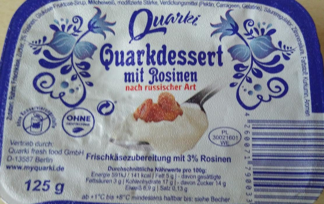 Fotografie - Quarkdessert mit Rosinen