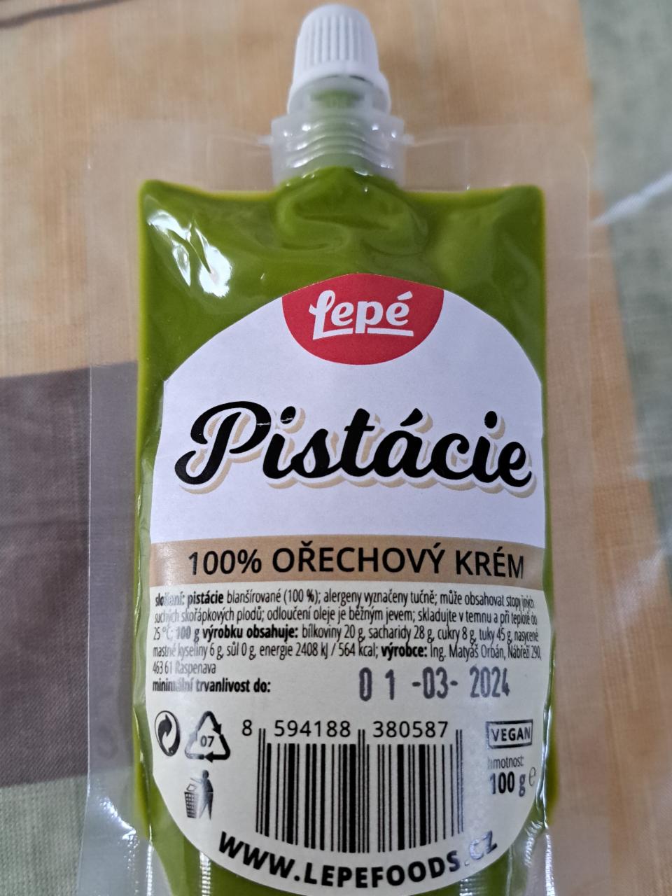 Fotografie - Pistácie 100% Ořechový krém Lepé