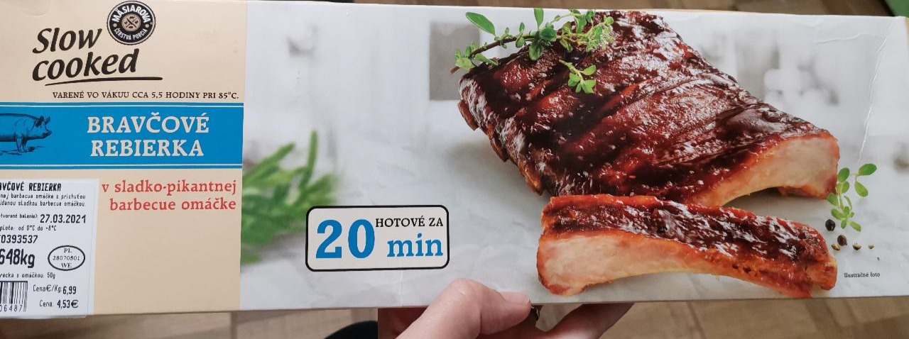 Fotografie - Bravčové rebierka v sladko-pikantnej barbecue omáčke (hodnoty pre mäso + omáčku spolu)