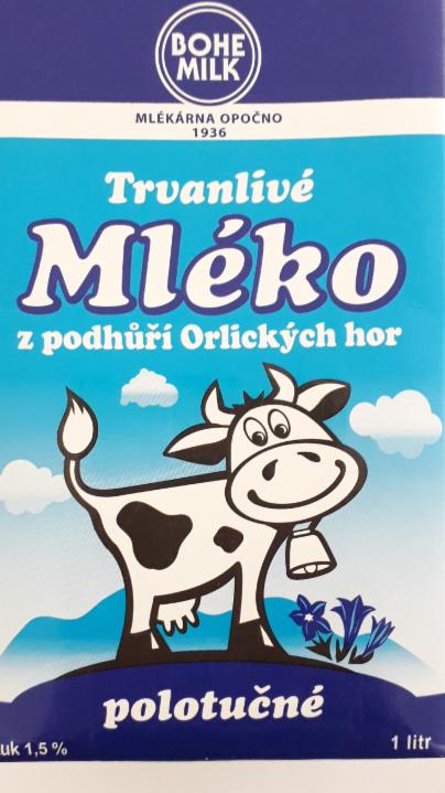 Fotografie - Mléko polotučné trvanlivé Bohemilk