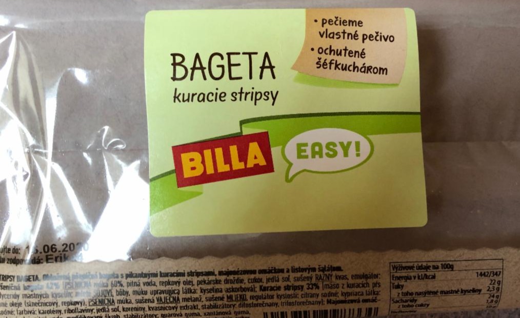 Fotografie - bageta kuracie stripsy Billa