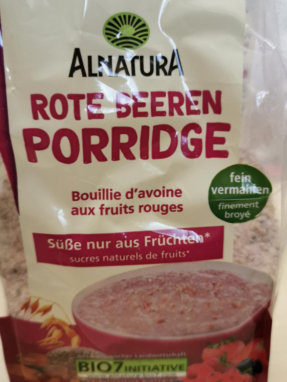 Fotografie - Hafer porridge rote beeren Bio Alnatura