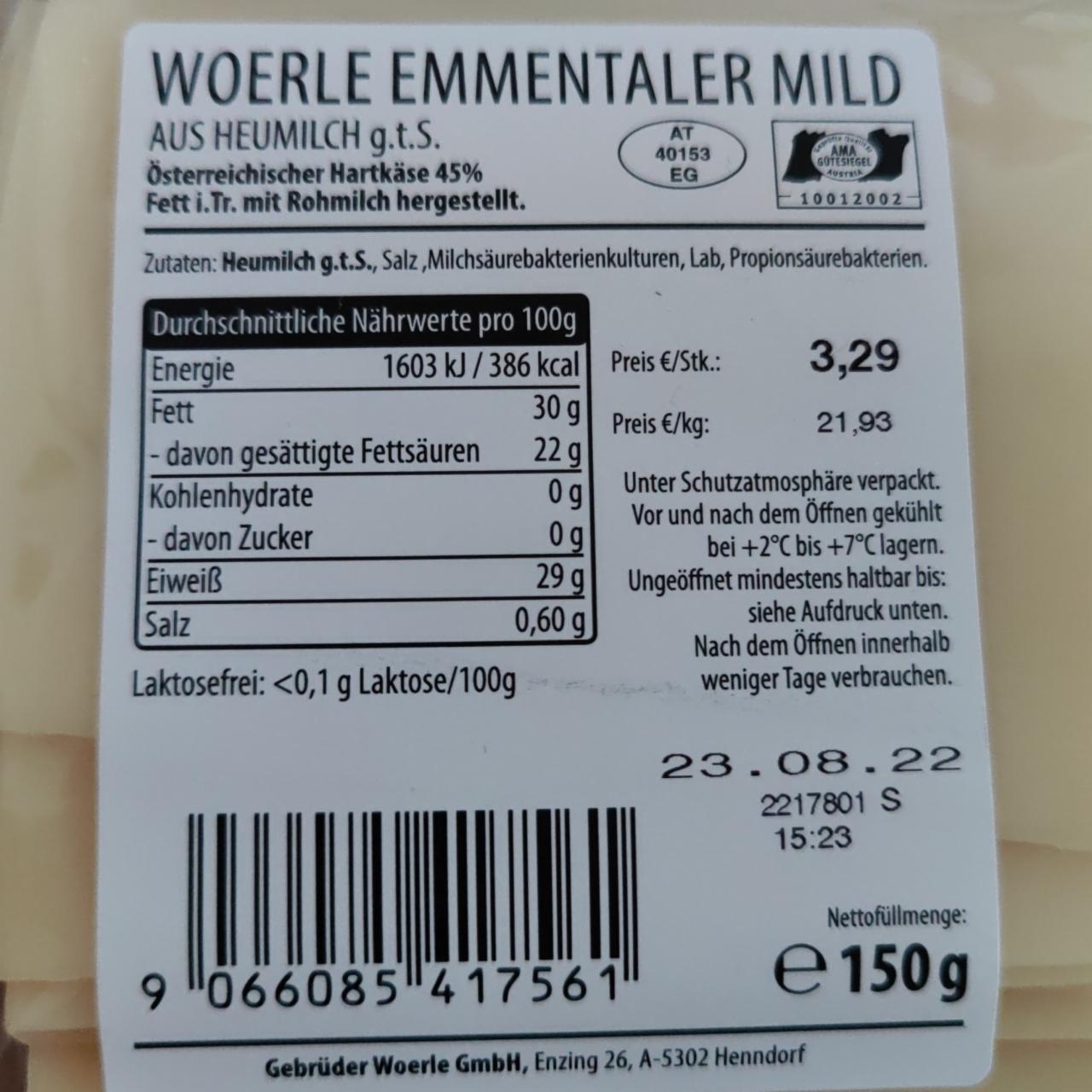 Fotografie - Woerle Emmentaler Mild