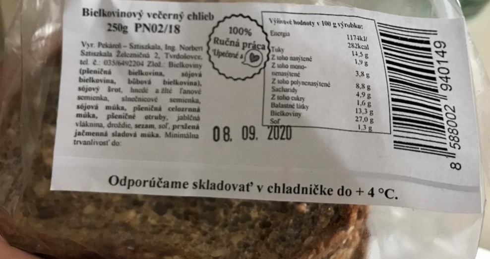 Fotografie - Bielkovinový večerný chlieb 250g PN02/18