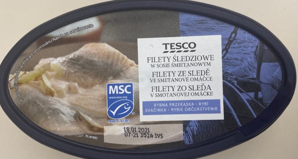 Fotografie - Filety zo sleďa v smotanovej omáčke Tesco