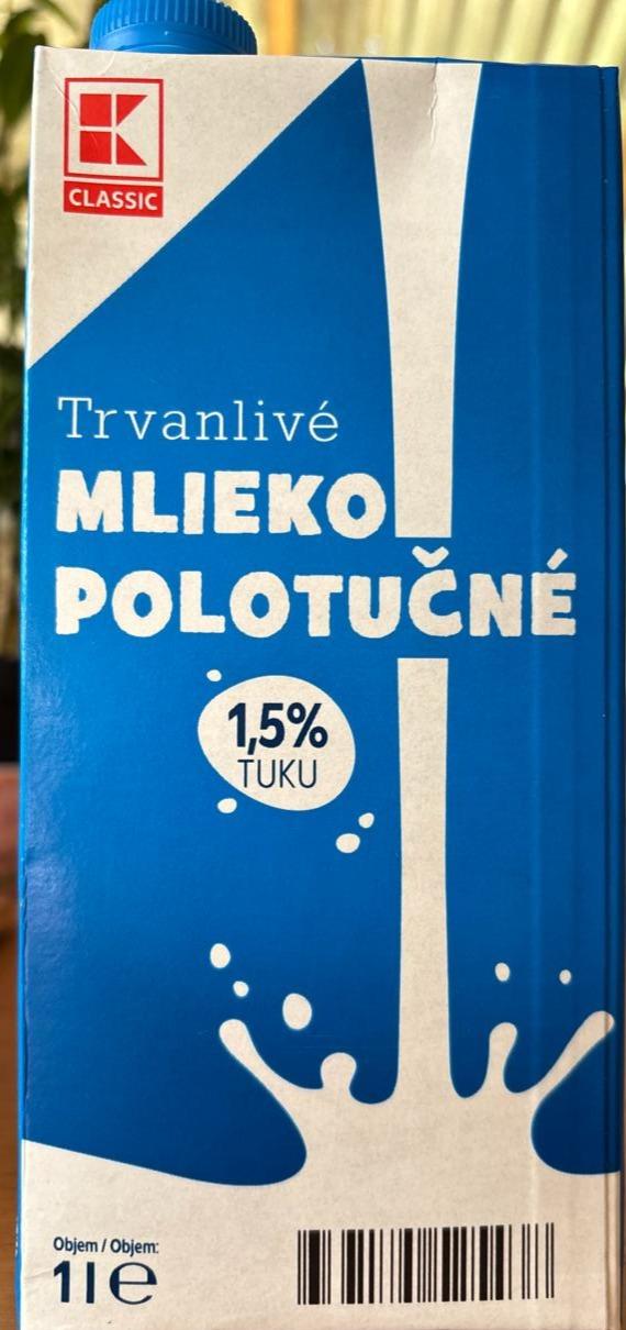 Fotografie - Trvanlivé mléko polotučné 1,5% tuku K-Classic