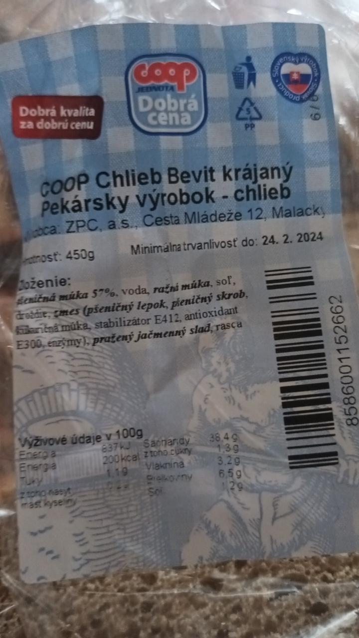 Fotografie - COOP Chlieb Bevit krájaný Coop Jednota Dobrá cena