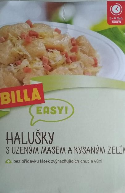 Fotografie - Billa Easy Halušky s uzeným masem a kysaným zelím