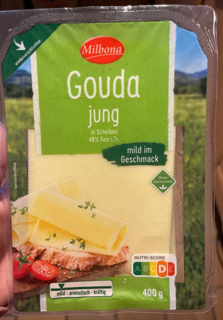 Fotografie - Gouda jung in Scheiben 48 % Fett i.Tr. Milbona