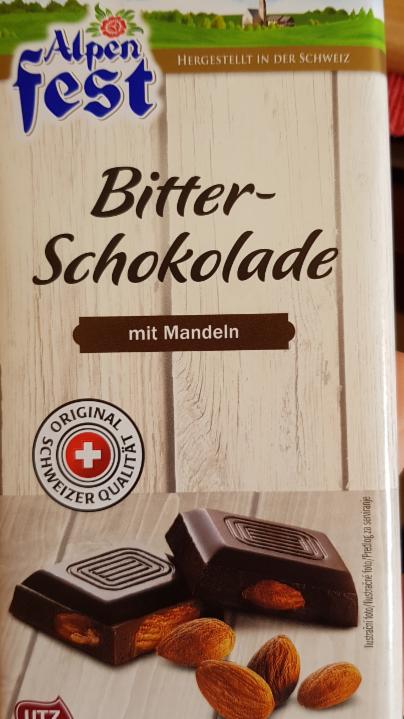 Fotografie - Bitter-Schokolade mit Mandeln Alpen Fest