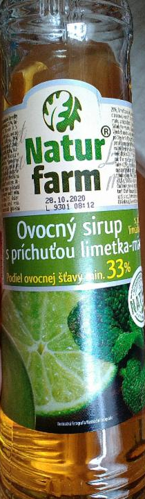 Fotografie - Natur farm Ovocný sirup s příchutí limetka-máta