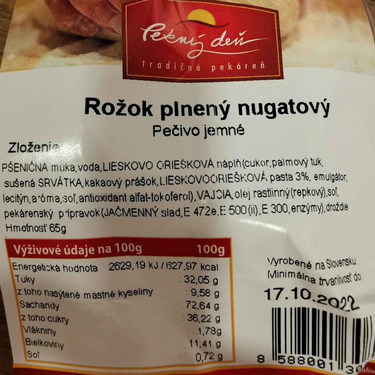 Fotografie - Rožok plnený nugátový Pekny deň