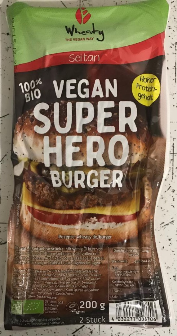 Fotografie - vegan super hero burger seitan