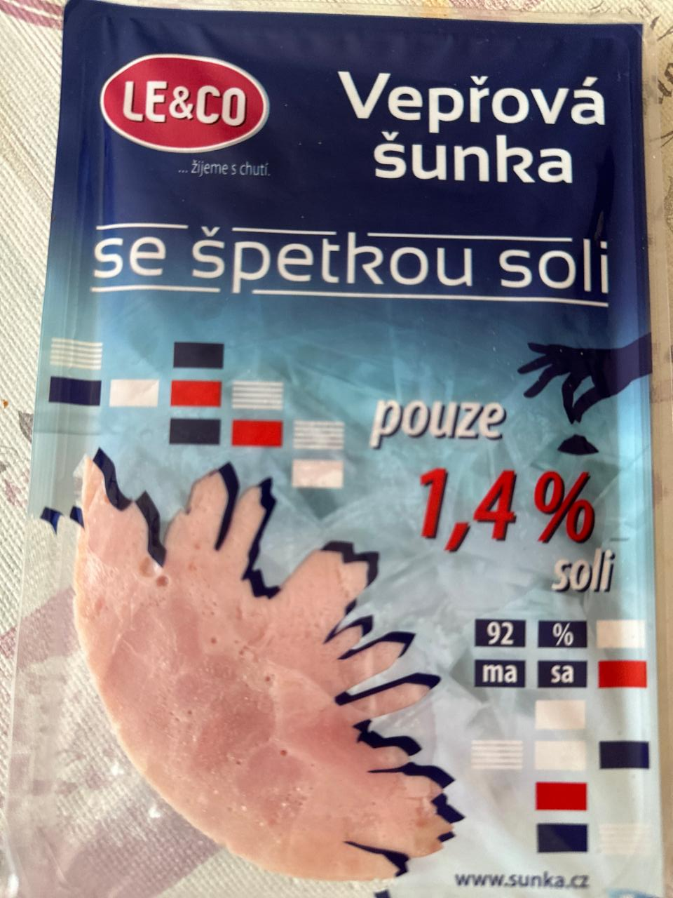 Fotografie - Vepřová šunka se špetkou soli 92% masa LE & CO