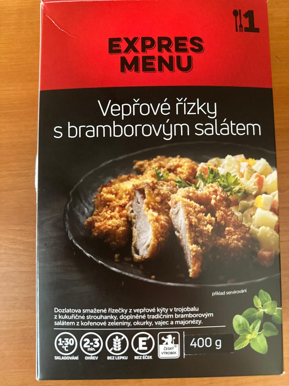 Fotografie - Vepřové řízky s bramborovým salátem Expres menu