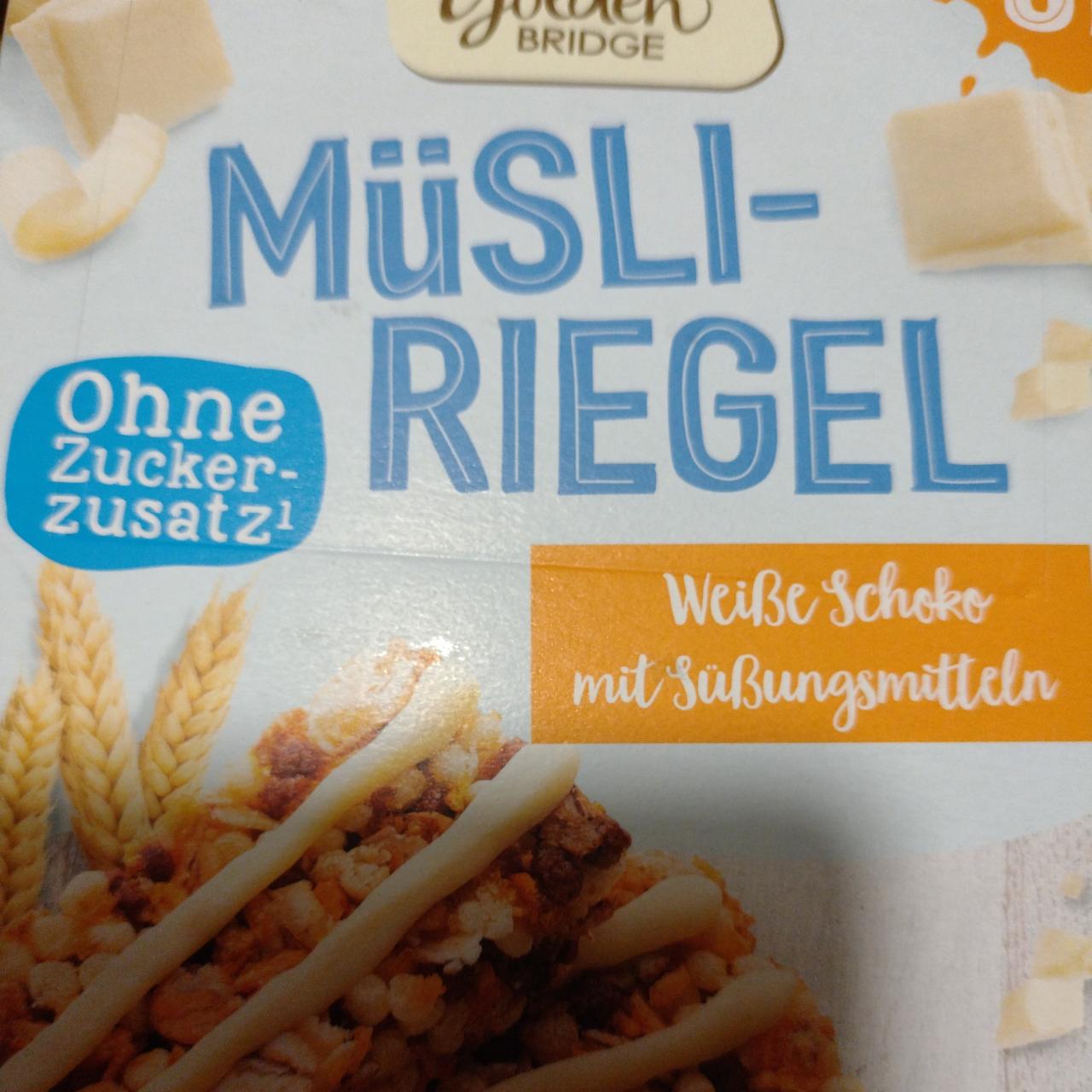 Fotografie - Müsli-riegel Weiße Schoko mit Süßungsmitteln Golden Bridge