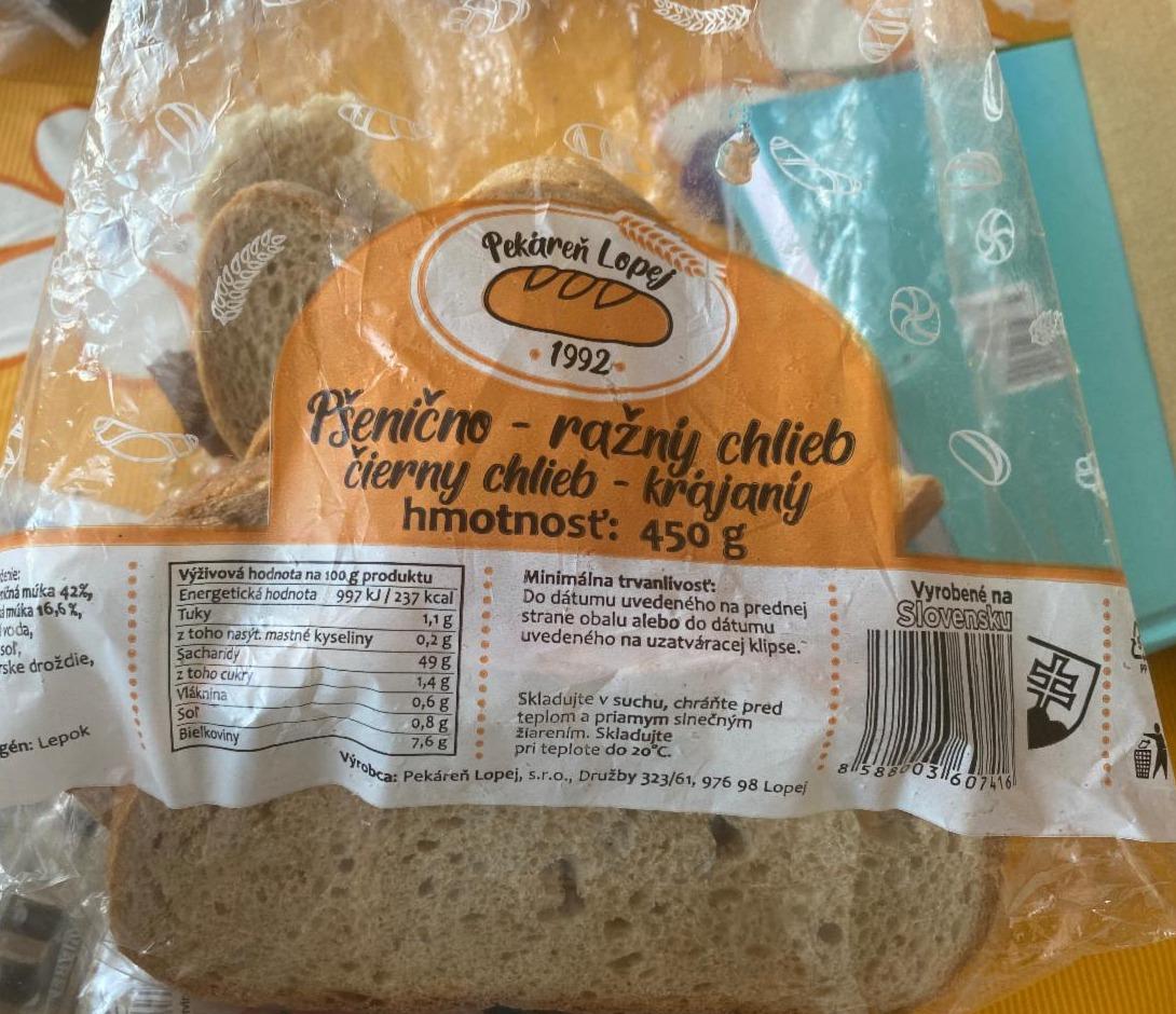 Fotografie - Pšenično - ražný chlieb čierny chlieb - krájaný Pekáreň Lopej