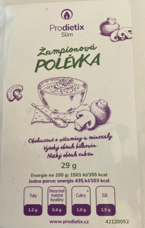 Fotografie - Žampionová polévka Prodietix Slim