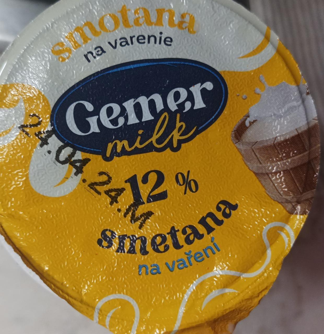 Fotografie - Smotana na varenie 12% Gemer milk