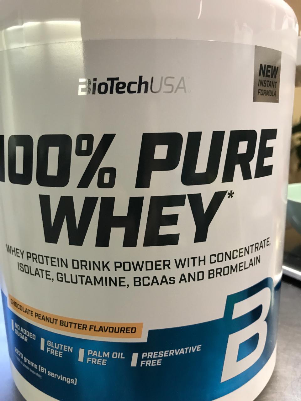 Fotografie - 100% pure whey chocolate peanut butter flavoured BioTechUSA