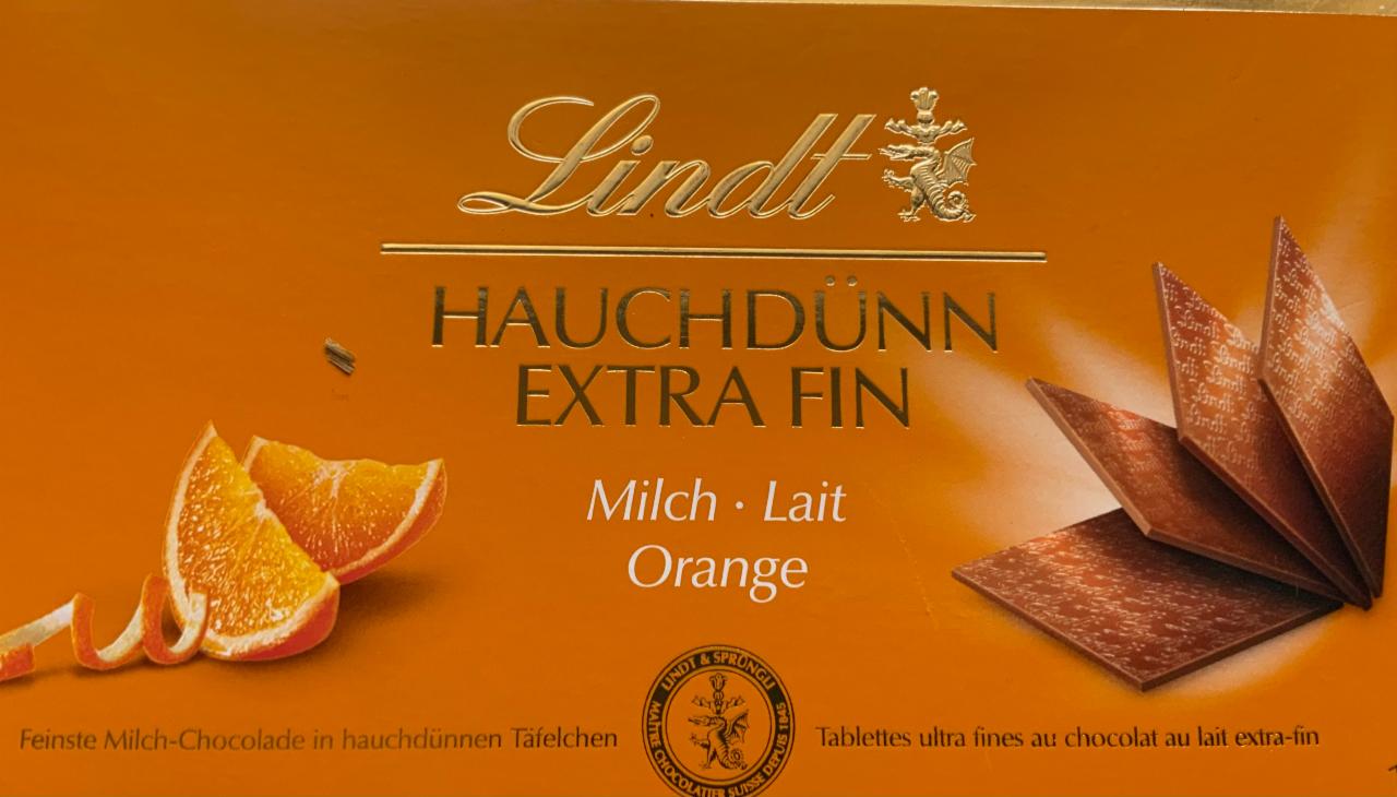 Fotografie - Hauchdünn Extra fin Milch Orange Lindt