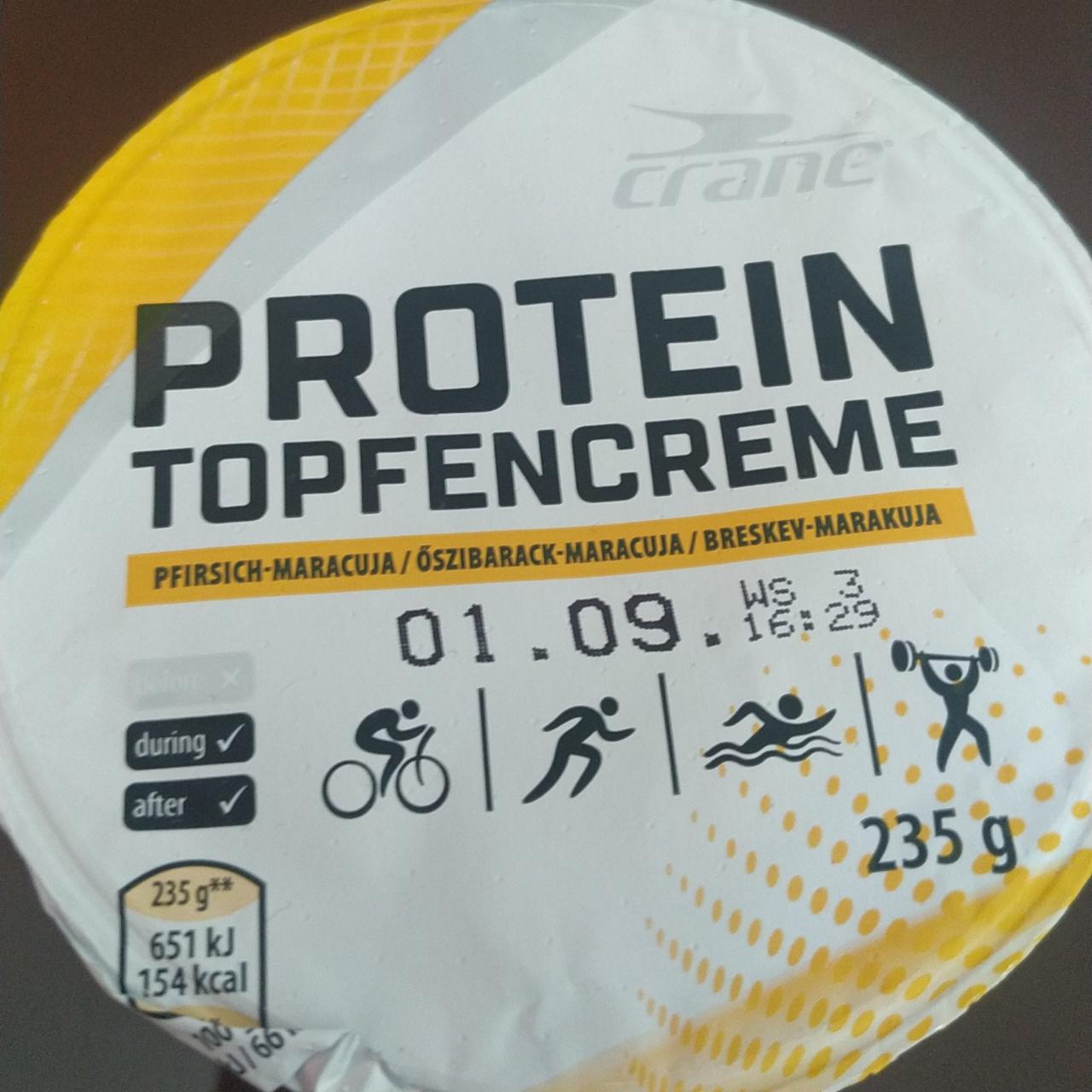 Fotografie - Protein Topfencreme pfirsich maracuja crane