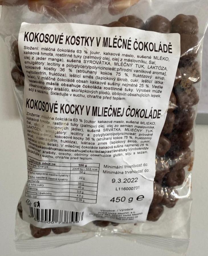 Fotografie - Kokosové kocky v mliečnej čokoláde