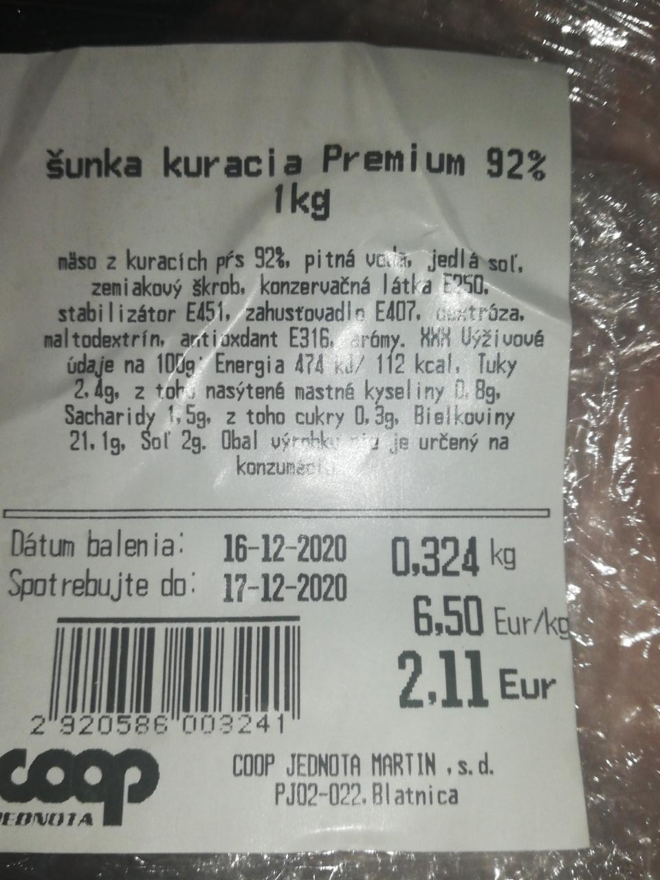 Fotografie - šunka kuracia Premium 92%