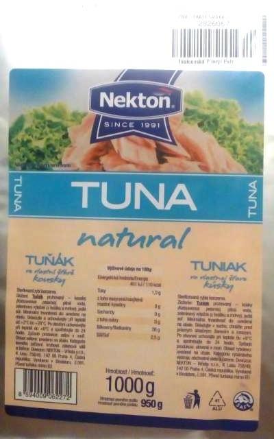 Fotografie - Tuna natural (tuniak vo vlastnej šťavě kúsky) Nekton