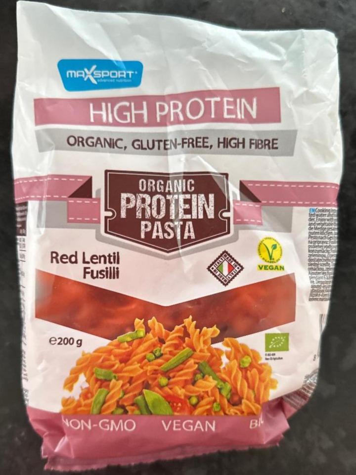 Fotografie - Organic protein pasta Red lentil Fusilli MaxSport
