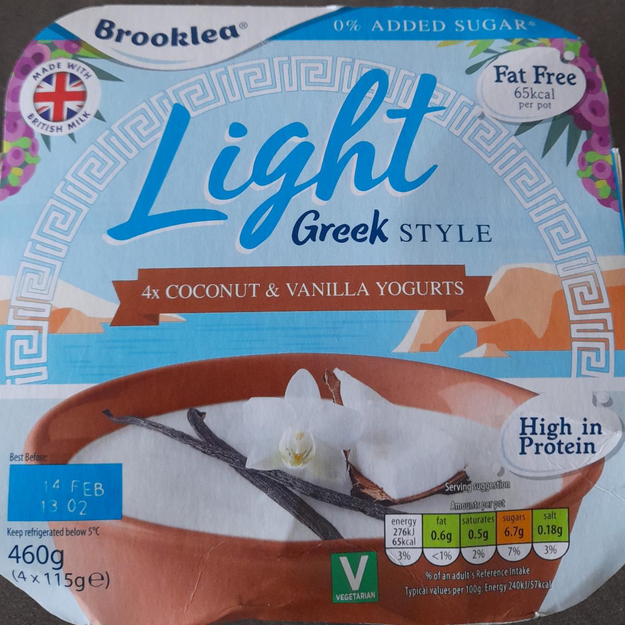 Fotografie - Light Greek Style coconut & vanilla yogurts Brooklea