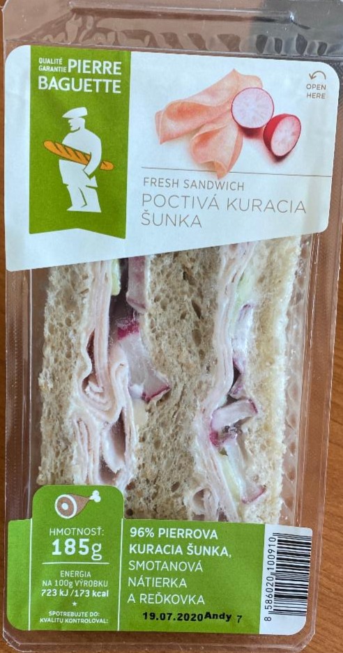 Fotografie - PIERRE BAGUETTE Poctivá kuracia šunka Fresh Sandwich