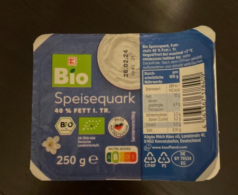 Fotografie - Speisequark 40 % Fett K-Bio