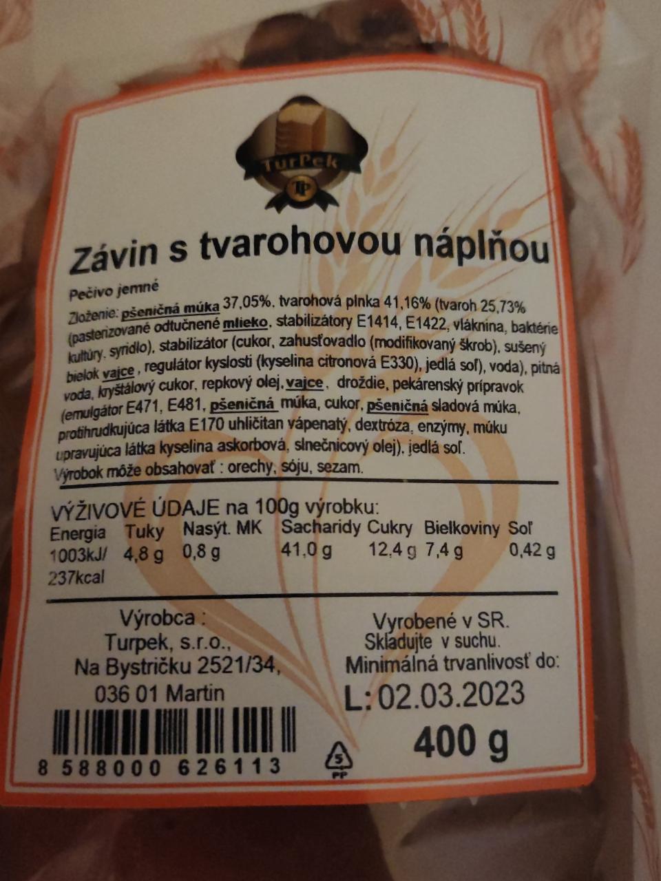 Fotografie - Závin s tvarohovou náplňou TurPek