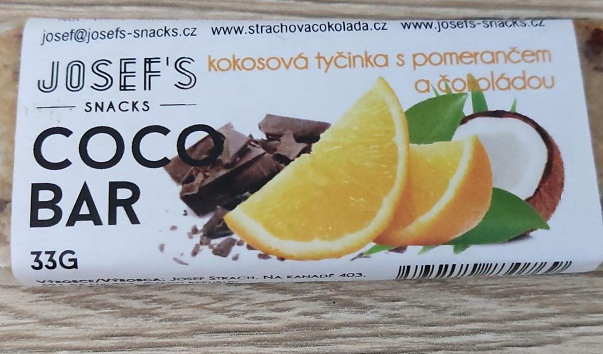 Fotografie - Coco bar Josef's snacks Kokosová tyčinka s pomarančom a čokoládou