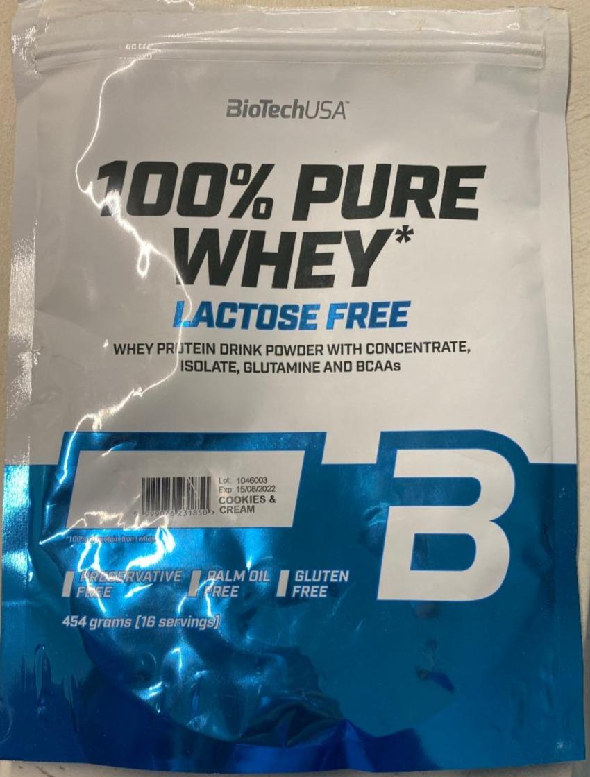 Fotografie - 100% Pure Whey Lactose free Cookies & Cream flavoured BioTechUSA