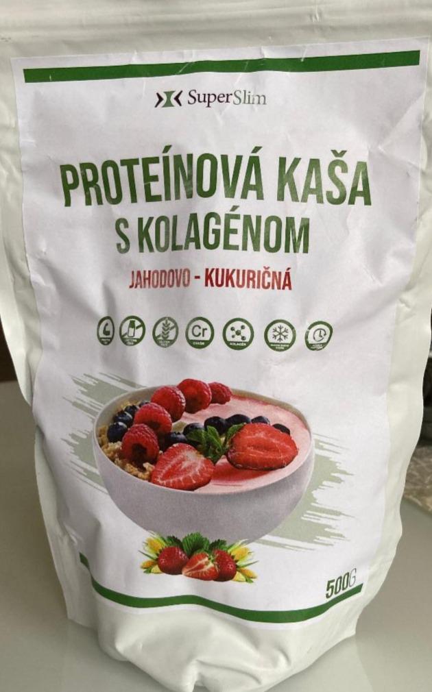 Fotografie - Proteínová kaša s kolagénom SuperSlim jahodovo-kukuričná