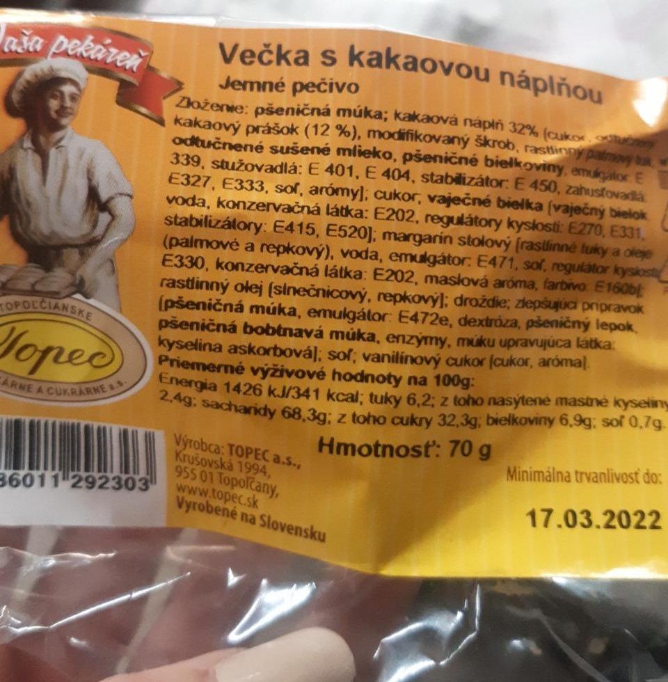 Fotografie - večka s kakaovou náplňou Topec